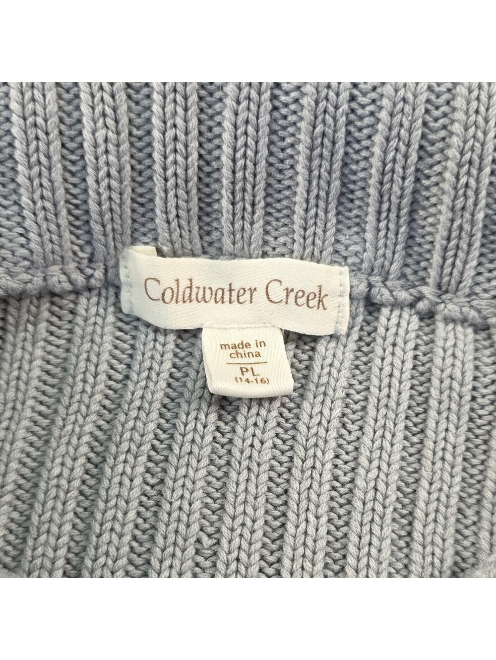 Coldwater Creek Chunky Cable Knit ZipUp Cardigan Sweater Gray P L - Picture 2 of 9